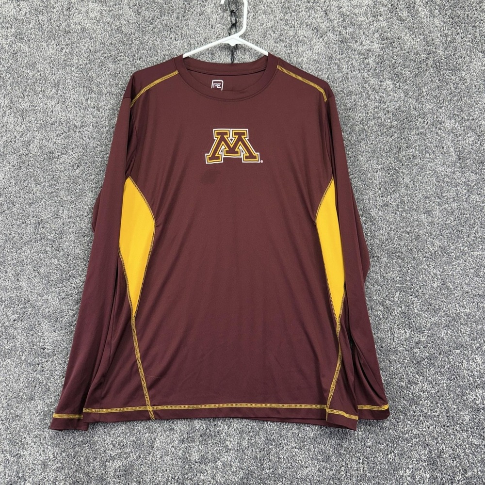 Minnesota Golden Gophers Shirt Mens Large Red NCAA Football Pro Edge Long Sleeve